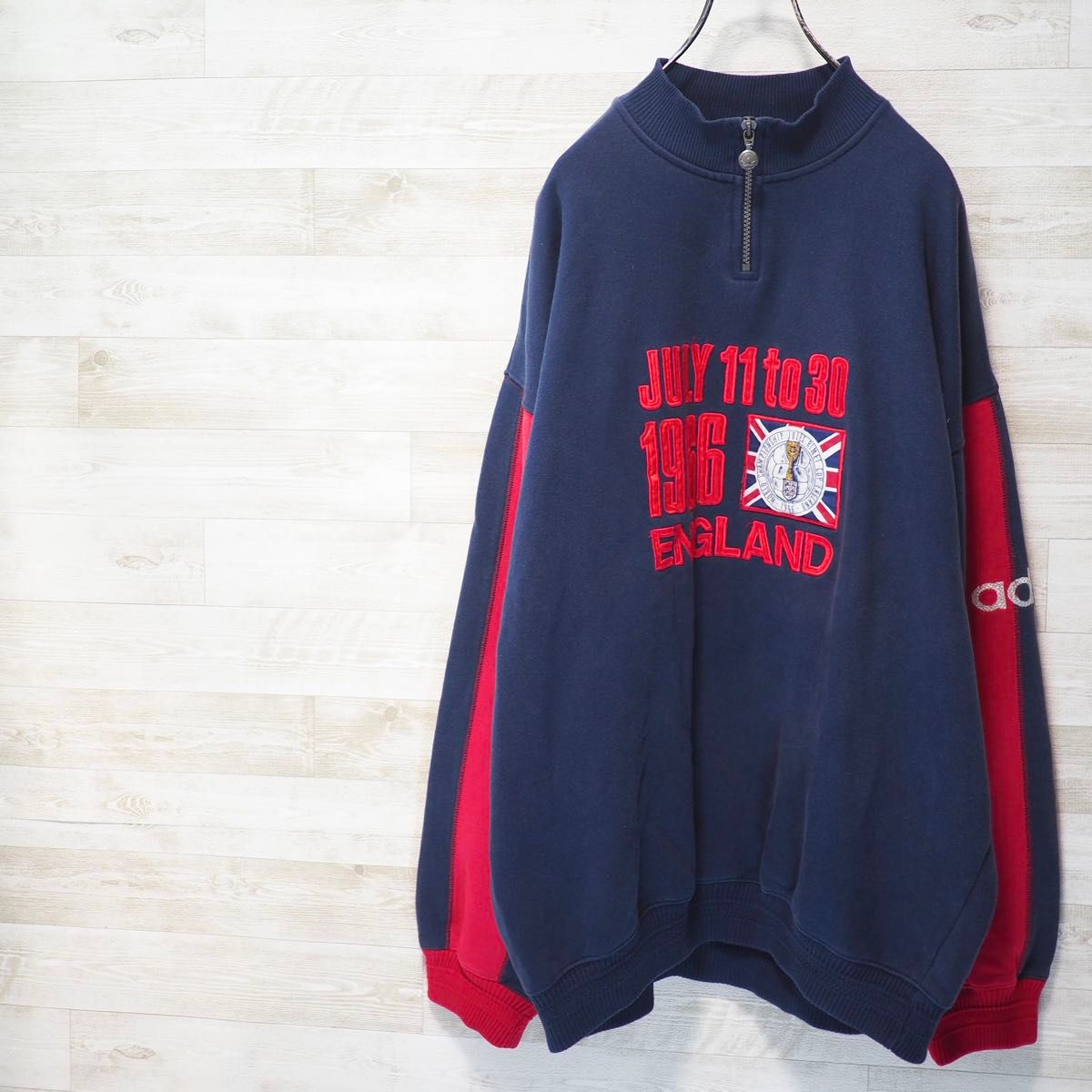 80's Adidas 1966イングランドW杯 ハーフジップスウェット-L 80's Adidas 1966イングランドW杯 ハーフジップスウェット-L
