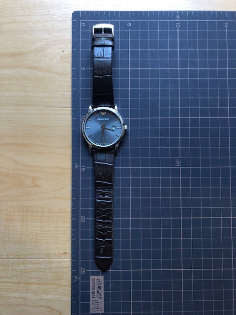 良品程度 EMPORIO ARMANI エンポリオアルマーニ デイト グレー系ダイアル AR-1996 純正ブラウン革ベルト クオーツ メンズ 腕時計_画像2