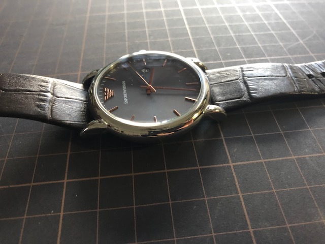  superior article degree EMPORIO ARMANI Emporio Armani Date gray series dial AR-1996 original Brown leather belt quarts men's wristwatch 