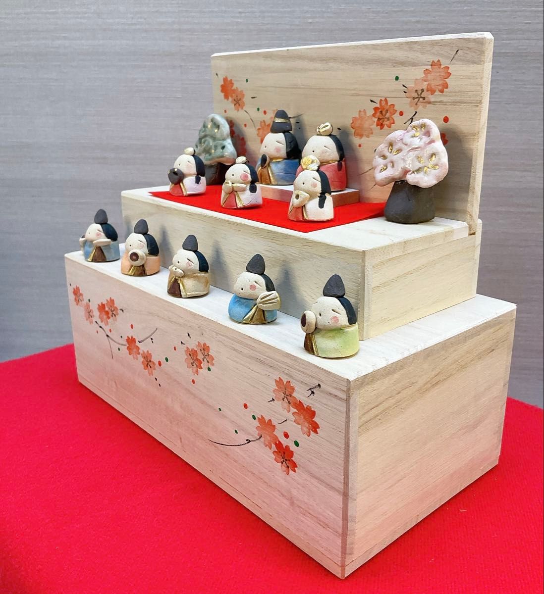 雛人形【花木箱雛段飾り】陶器雛 ひな祭り myひな 桜橘 屏風 雛人形【花木箱雛段飾り】陶器雛 ひな祭り myひな 桜橘 屏風