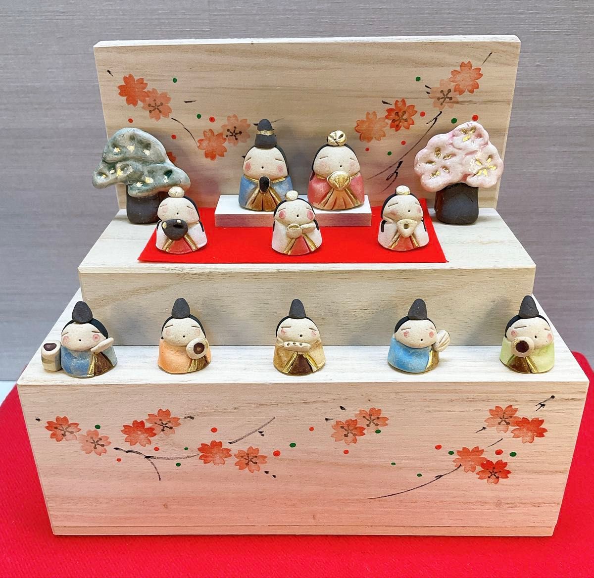 雛人形【花木箱雛段飾り】陶器雛 ひな祭り myひな 桜橘 屏風 雛人形【花木箱雛段飾り】陶器雛 ひな祭り myひな 桜橘 屏風