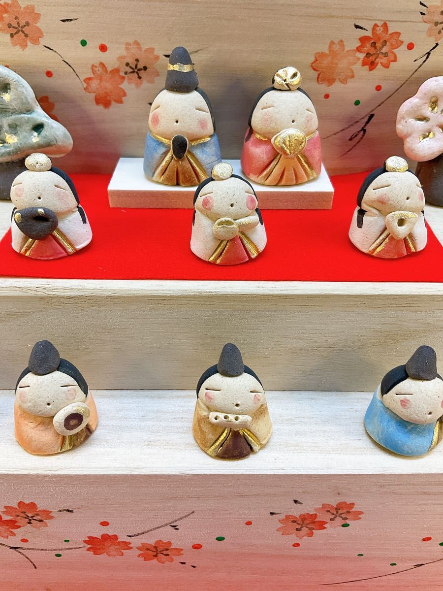 雛人形【花木箱雛段飾り】陶器雛 ひな祭り myひな 桜橘 屏風 雛人形【花木箱雛段飾り】陶器雛 ひな祭り myひな 桜橘 屏風