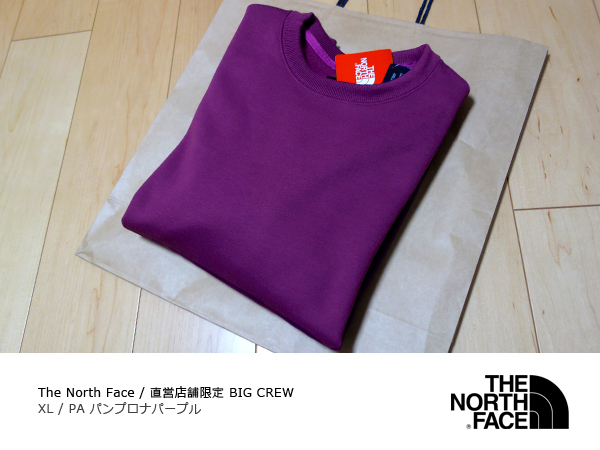 直営店限定 XL THE NORTH FACE BIG CREW ノースフェイス ビッグ クルー ネック PA パープル 紫 スウェット NT61917R HOODIE STANDARD