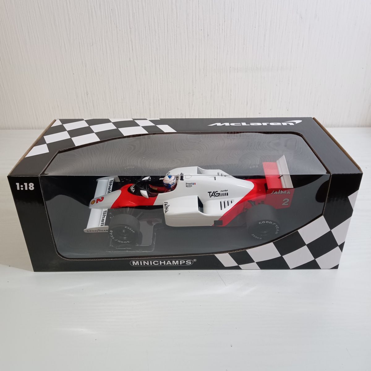 雀186【送80】1円~ MINICHAMPS 1/18 MCLAREN TAG MP4/2B ALAIN PROST 1985 ミニチャンプス マクラーレン