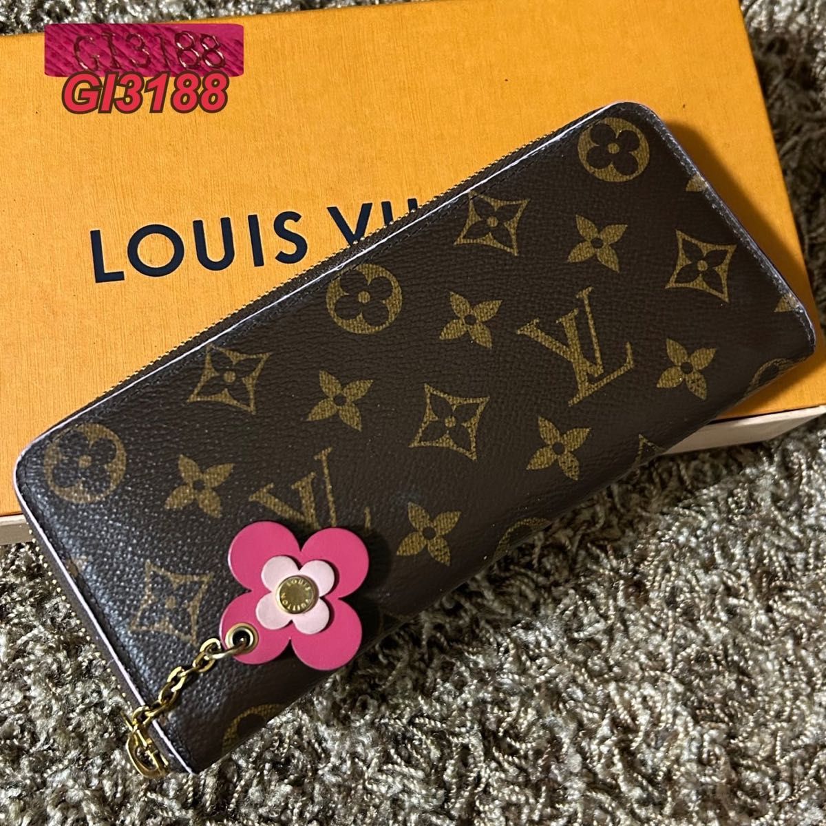 鑑定済み ルイヴィトン ポルトフォイユ クレマンス フラワー モノグラム LOUIS VUITTON ジッピーウォレット