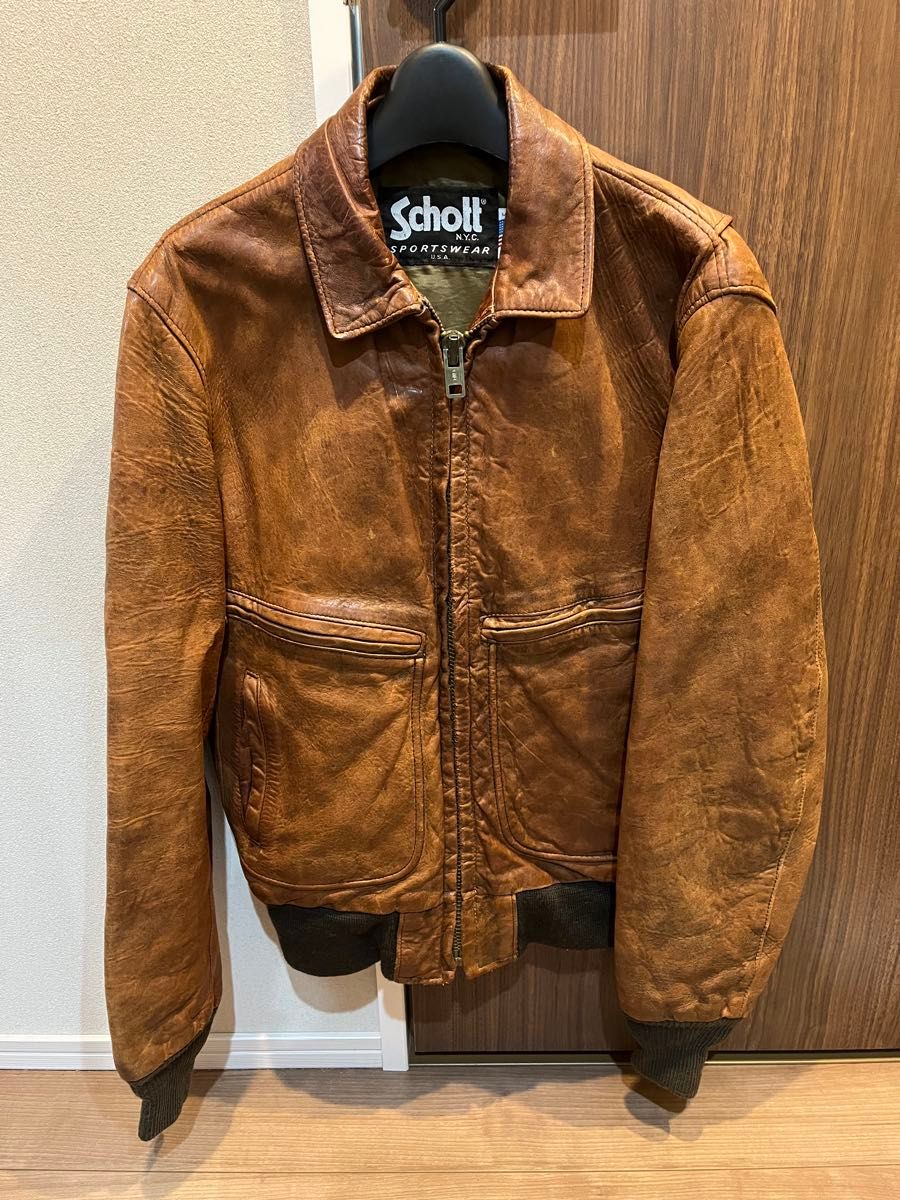 USA製】80's Schott ショット レザーフライトジャケットA2タイプ USA製】80's Schott ショット レザーフライトジャケットA2タイプ