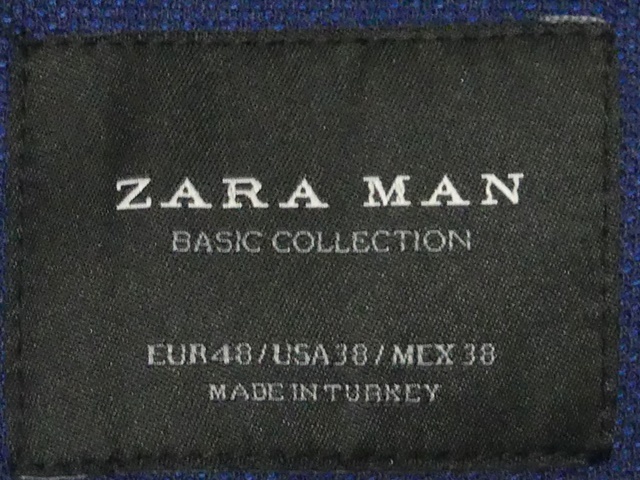 即決★ZARA MAN★メンズM テーラードジャケット ザラマン 38 青 ブルー ビジネス スーツ 背広_画像7