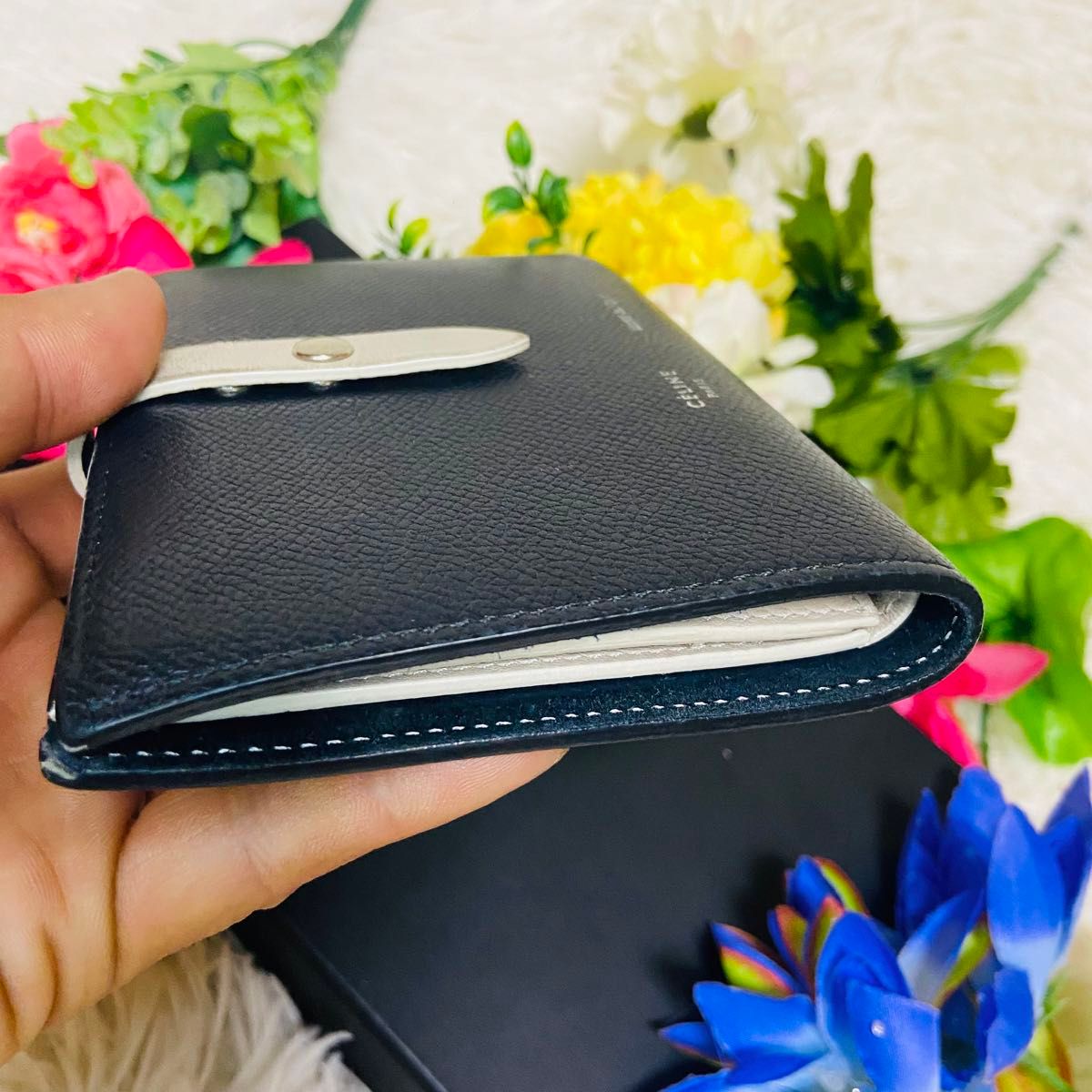 本革 CELINE セリーヌ 二つ折り財布 ブラック マルチ 本革 CELINE セリーヌ 二つ折り財布 ブラック マルチ