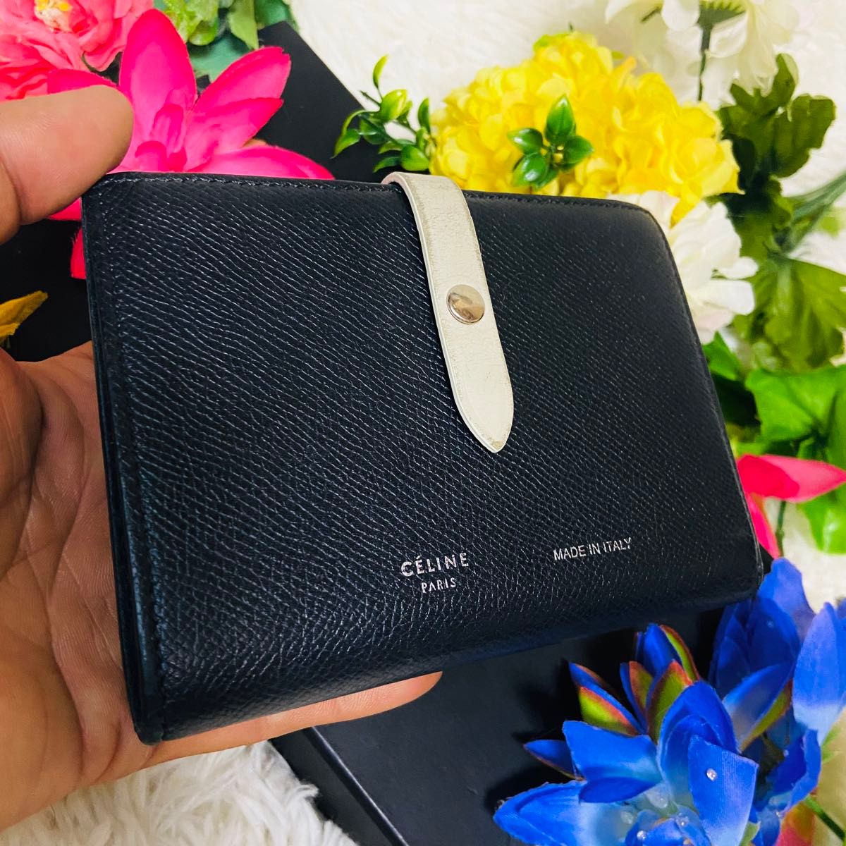 本革 CELINE セリーヌ 二つ折り財布 ブラック マルチ 本革 CELINE セリーヌ 二つ折り財布 ブラック マルチ