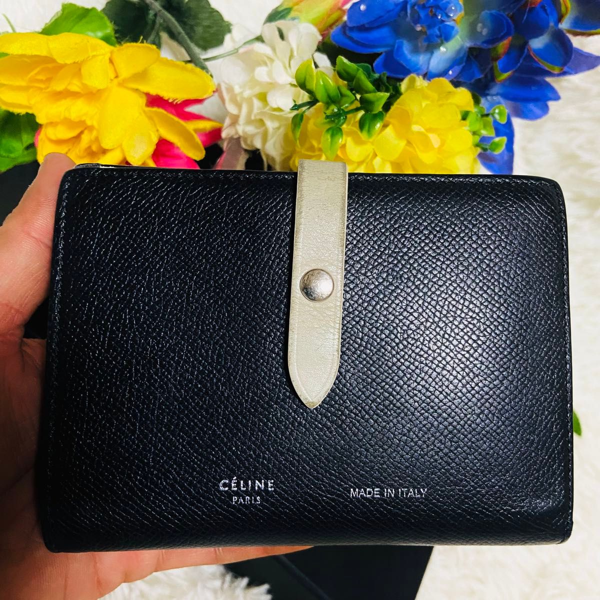 本革 CELINE セリーヌ 二つ折り財布 ブラック マルチ 本革 CELINE セリーヌ 二つ折り財布 ブラック マルチ