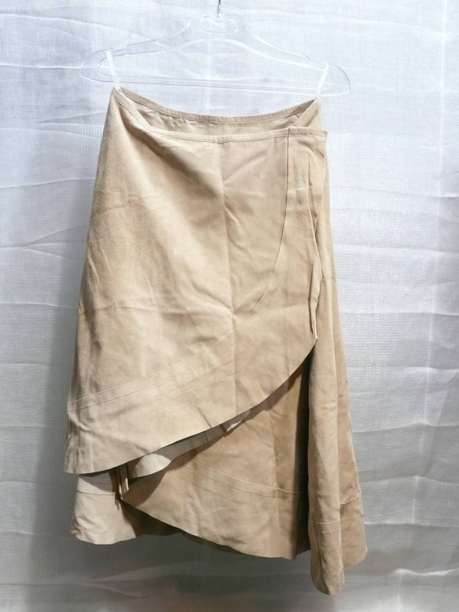  unused DKNY Donna Karan New York skirt leather suede size 6 S size? tag attaching Camel 