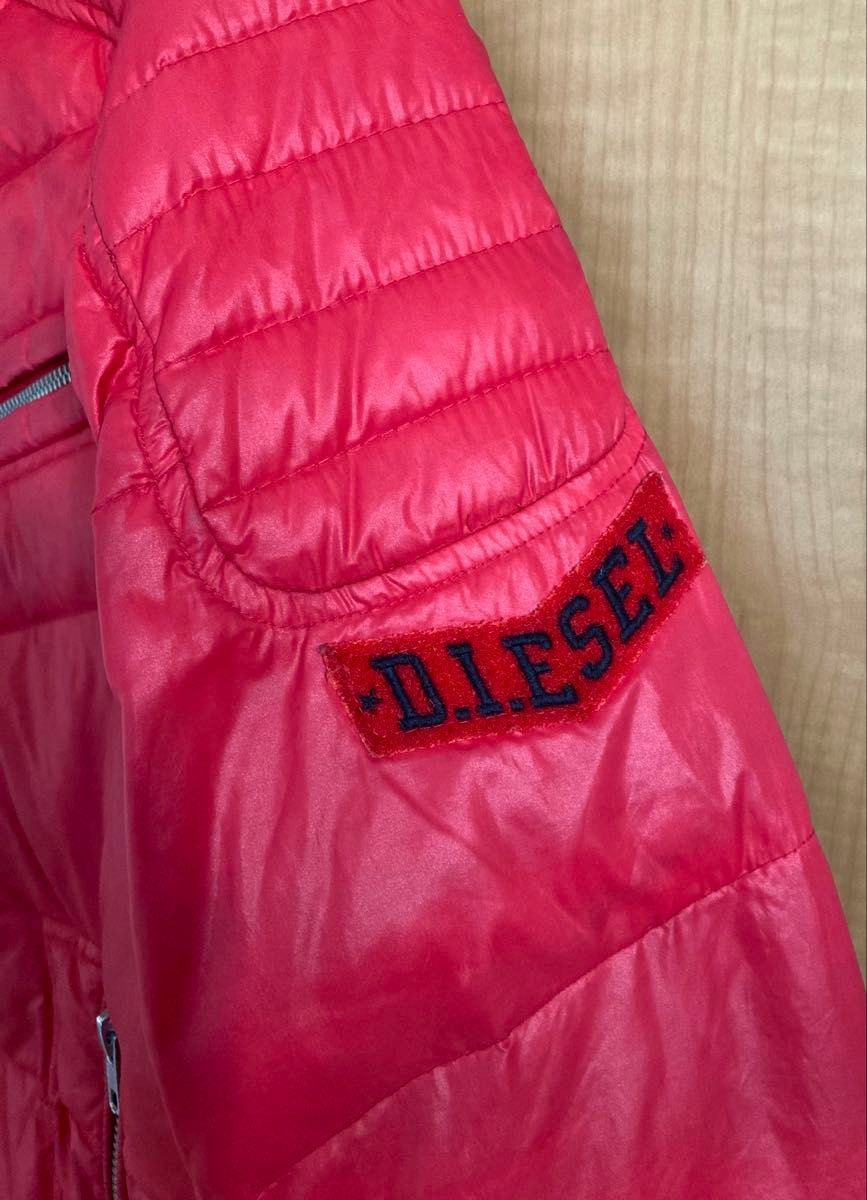 DIESEL ディーゼル ダウンジャケットS ライダース風 赤レッド DIESEL ディーゼル ダウンジャケットS ライダース風 赤レッド