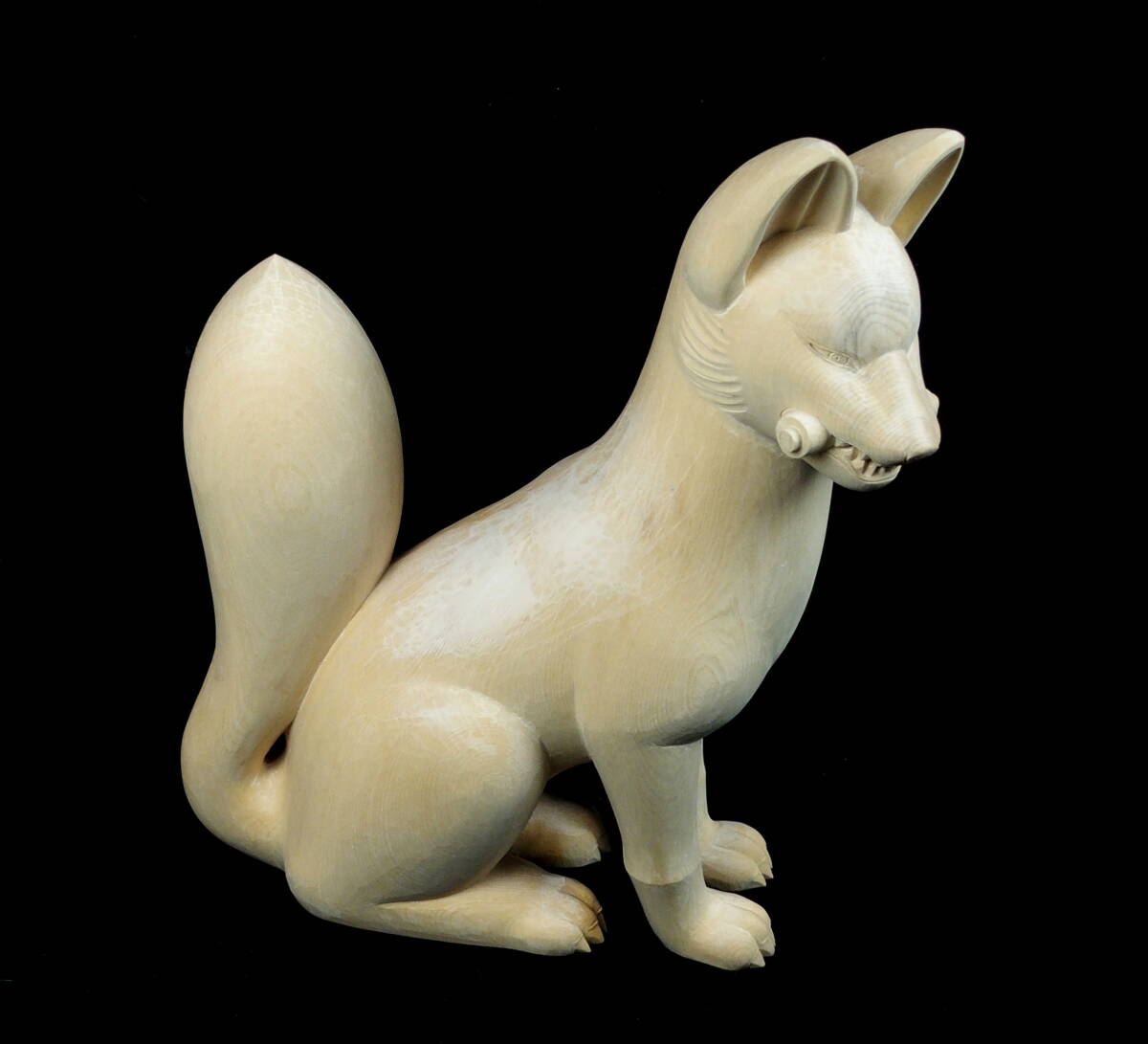 ☆【木彫 神狐】 30cm 稲荷狐 稲荷大神 きつね 荼枳尼天 宇迦之 ☆【木彫 神狐】 30cm 稲荷狐 稲荷大神 きつね 荼枳尼天 宇迦之