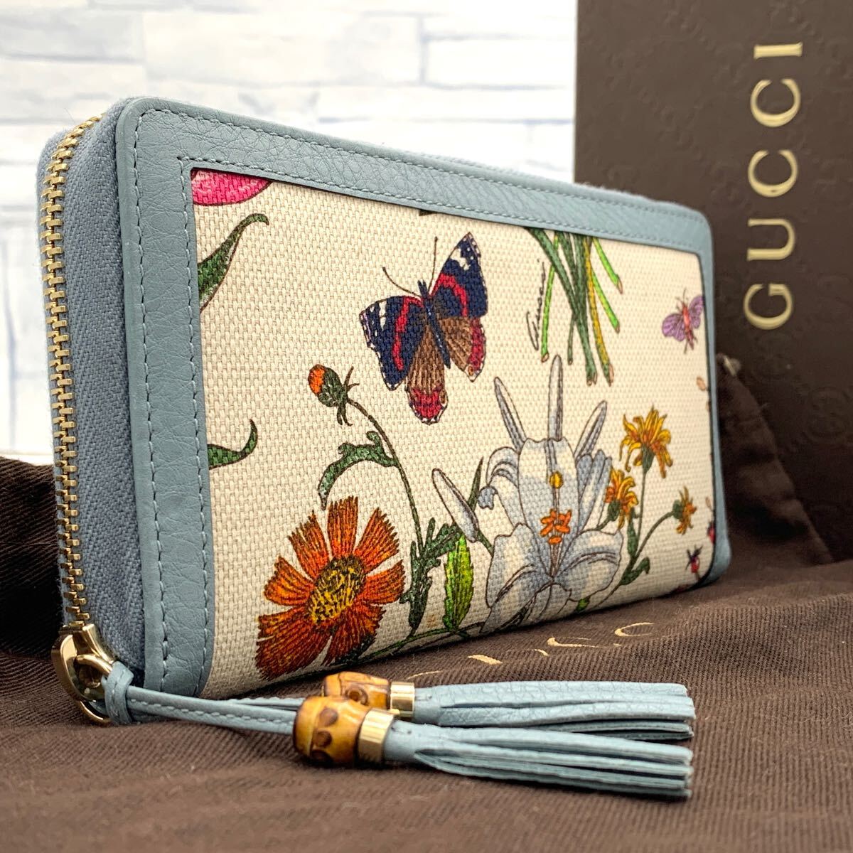未使用級○GUCCI グッチ フローラ ラウンドファスナー ジップ 長 未使用級○GUCCI グッチ フローラ ラウンドファスナー ジップ 長