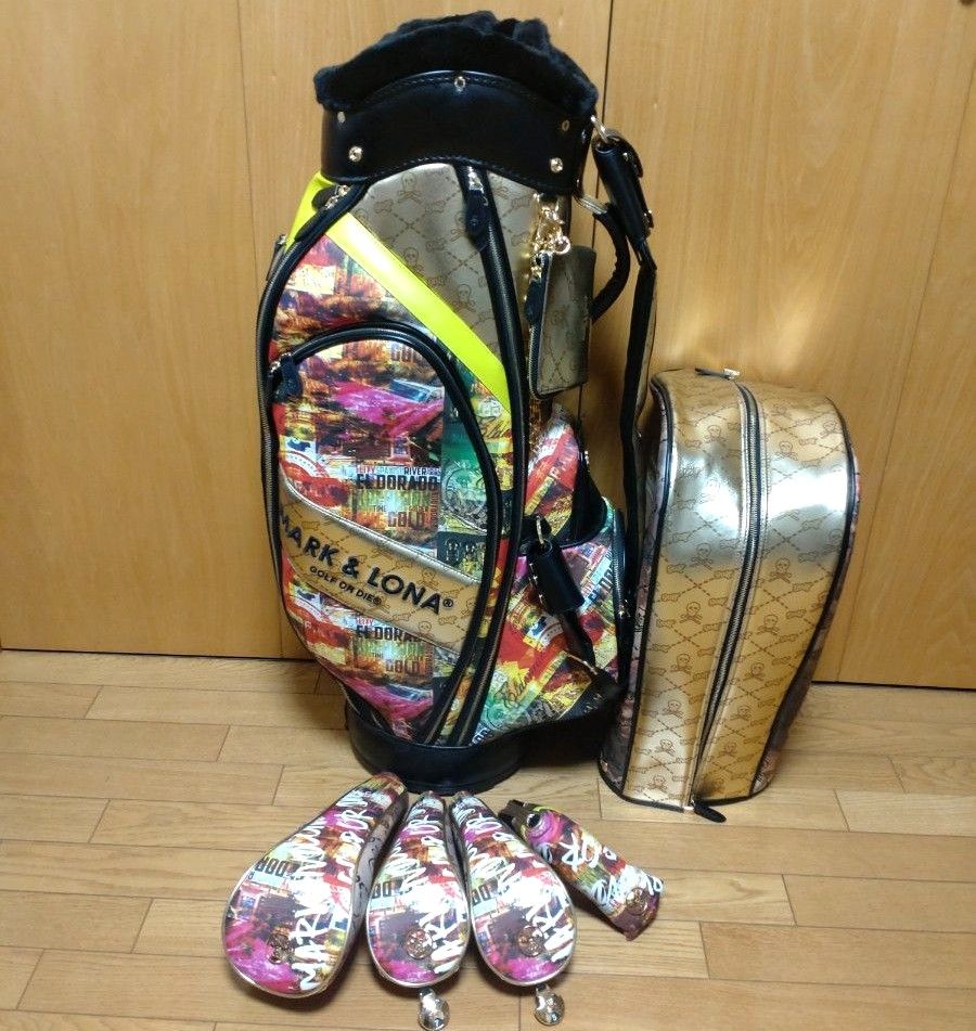 MARK & LONA キャディーバッグ ヘッドカバー 計5点セット マーク MARK & LONA キャディーバッグ ヘッドカバー 計5点セット マーク