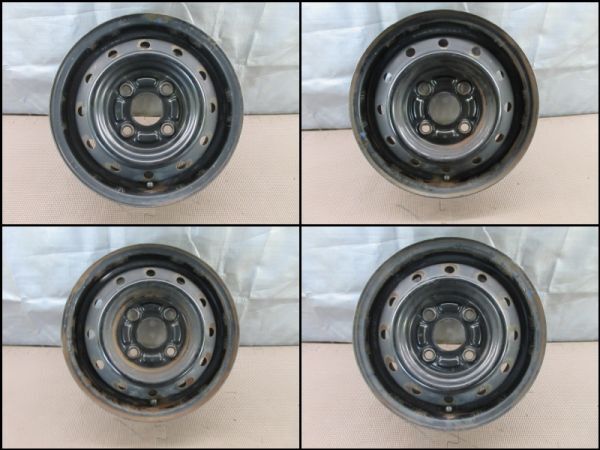 1109　スズキ純正　エブリィ純正ホイール　12×4.00B 　4H/100　ハブ径54mm　4本　ホイールキャップ付