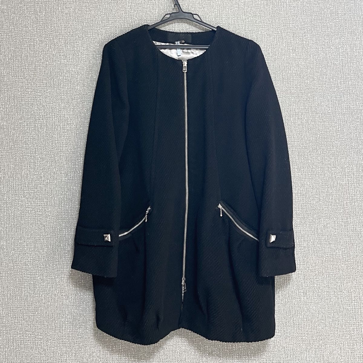 JEANASIS ジーナシス スタッズ コクーンコート ジャケット 黒 JEANASIS ジーナシス スタッズ コクーンコート ジャケット 黒