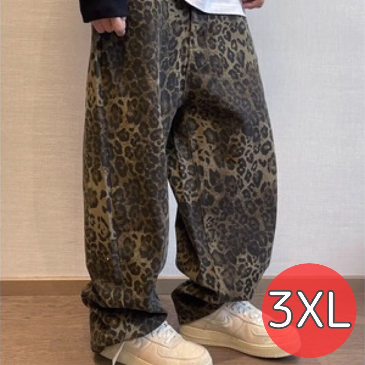 ヒョウ柄 デニム ボトムス パンツ グランジ y2k レオパード ストリート 豹柄 3XL 古着 ヒョウ柄 デニム ボトムス パンツ グランジ y2k レオパード ストリート 豹柄 3XL 古着