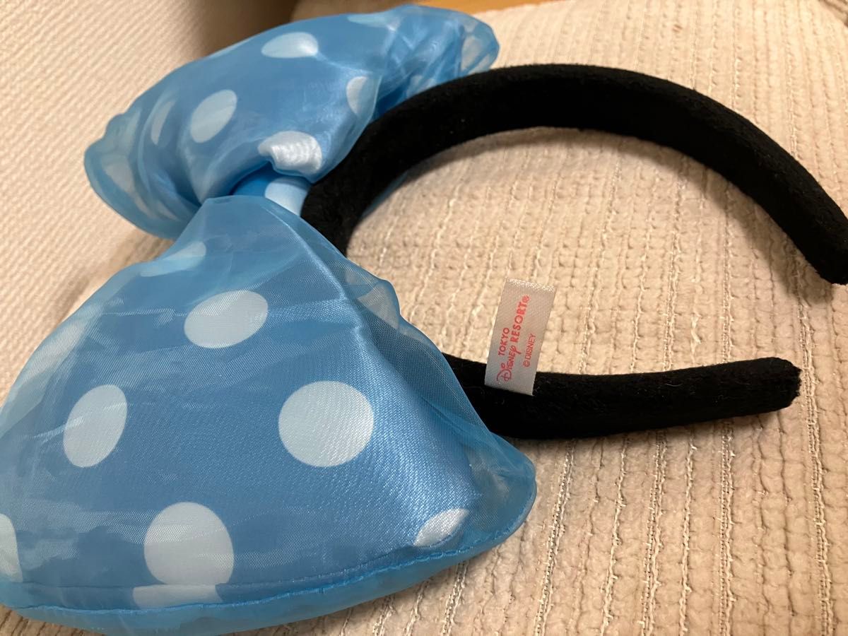 ディズニー ミニー ビッグリボン カチューシャ 水色 水玉 東京 ディズニー ミニー ビッグリボン カチューシャ 水色 水玉 東京