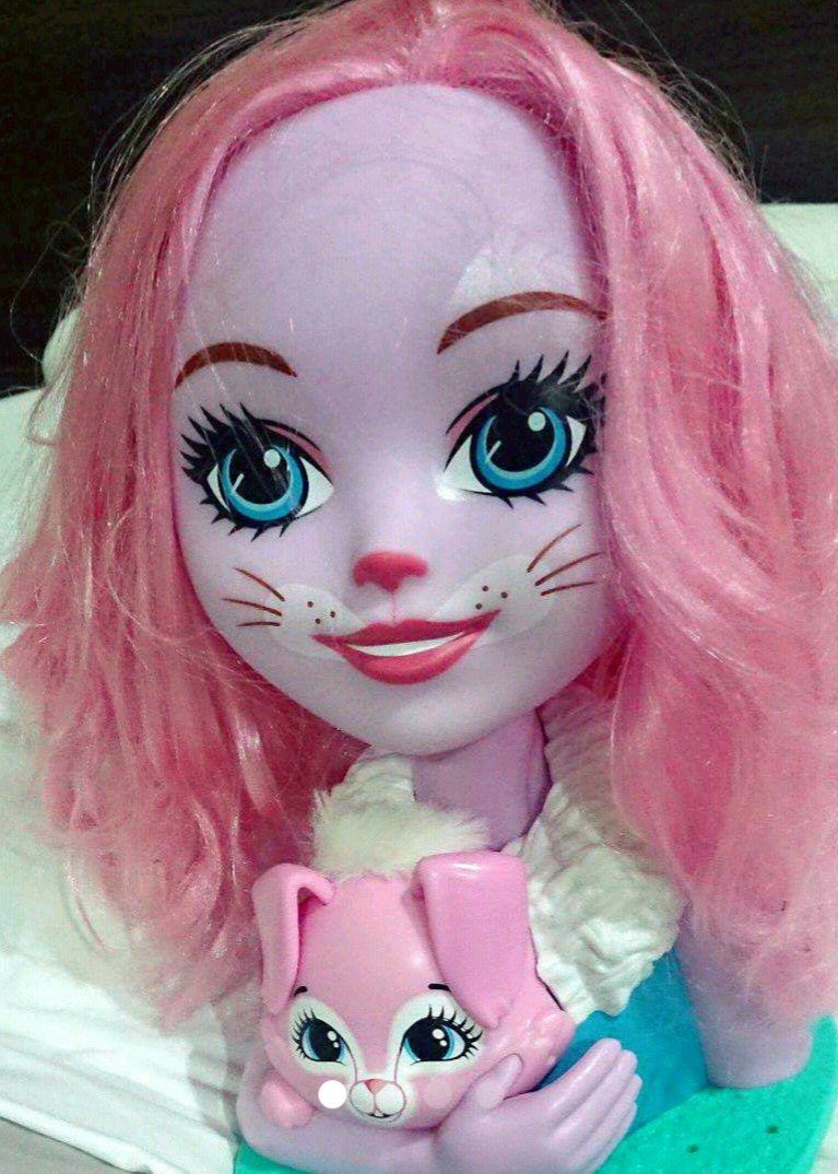 Paypayフリマ 可愛いピンクのウサギ人形スタイリングヘッド高さ約30cm ピンク髪 Paypayフリマ 可愛いピンクのウサギ人形スタイリングヘッド高さ約30cm ピンク髪