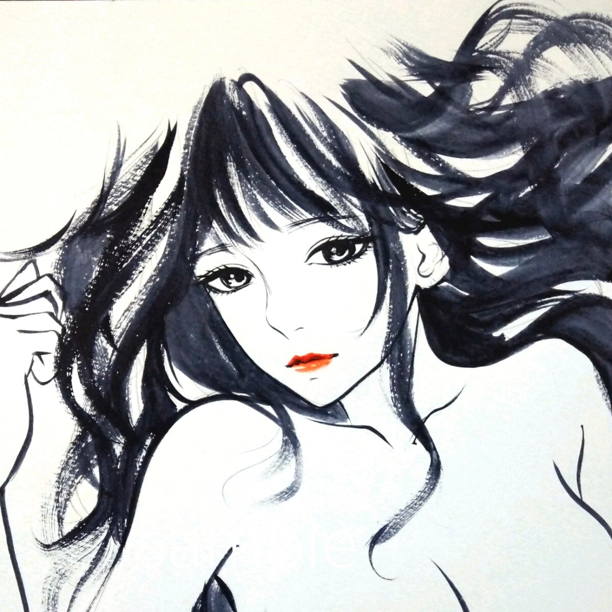 Yahoo!オークション - 肉筆原画 手描きイラスト オリジナル 美人 Yahoo!オークション - 肉筆原画 手描きイラスト オリジナル 美人