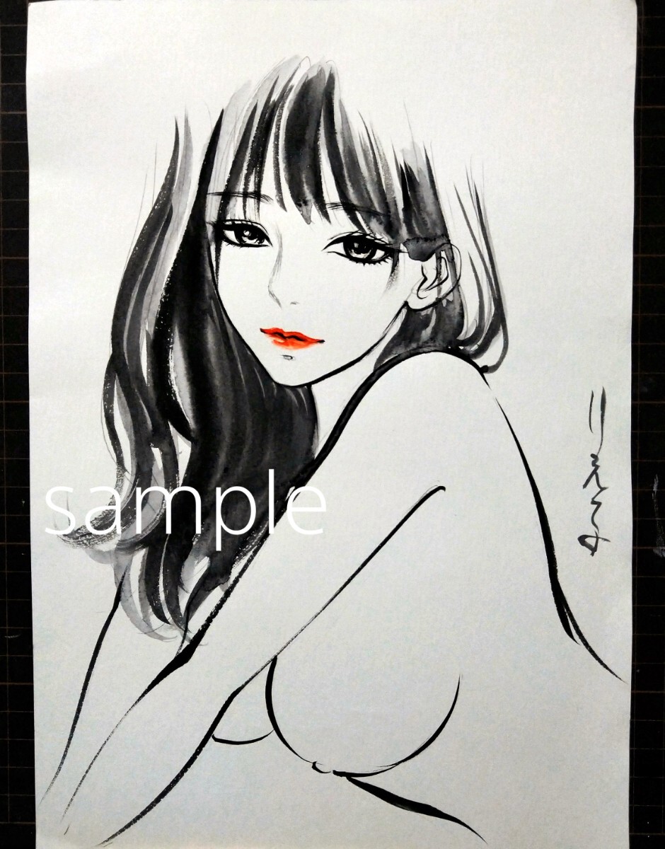 専用 原画 絵画 水彩画 ドローイング 美人画 Yahoo!オークション - 肉筆原画 水彩画 ドローイング 手描き