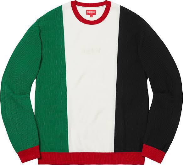 送料無料 M 白 Supreme Pique Crewneck white gucci color シュプリーム ピケ クルーネック セーター マルチカラー グッチカラー 新品 18aw_画像1