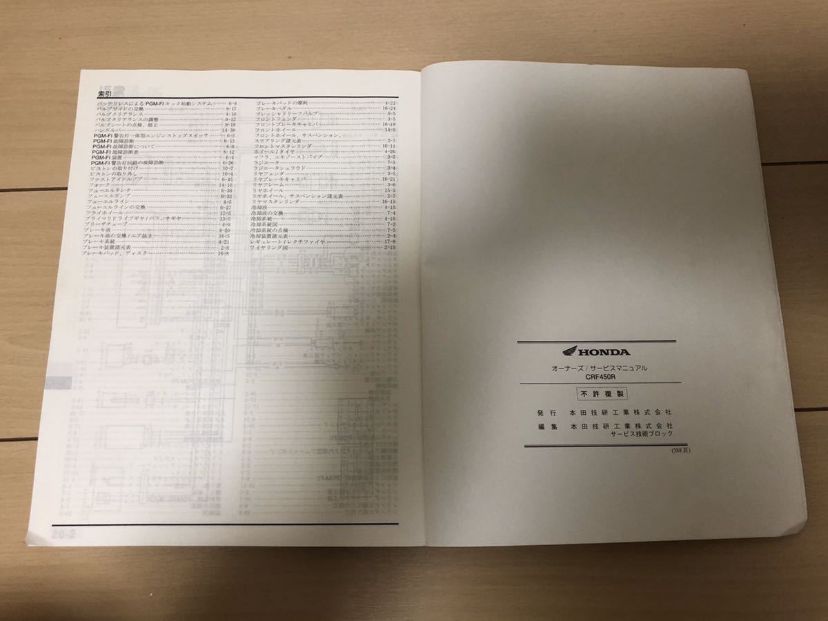 ホンダ・CRF450Rサービスマニュアル中古品_画像9