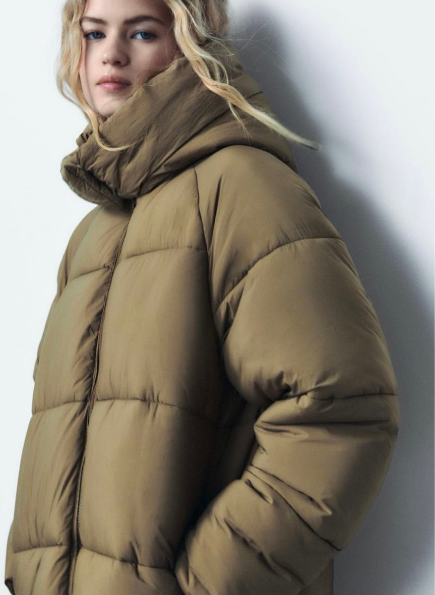 ZARA ロング丈アノラック ダウンコート ダウンジャケットベンチ ZARA ロング丈アノラック ダウンコート ダウンジャケットベンチ