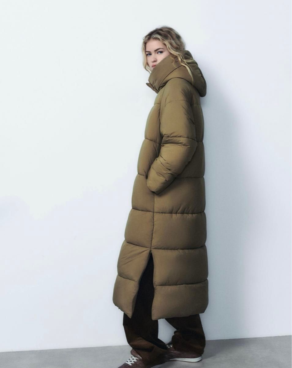 ZARA ロング丈アノラック ダウンコート ダウンジャケットベンチ ZARA ロング丈アノラック ダウンコート ダウンジャケットベンチ