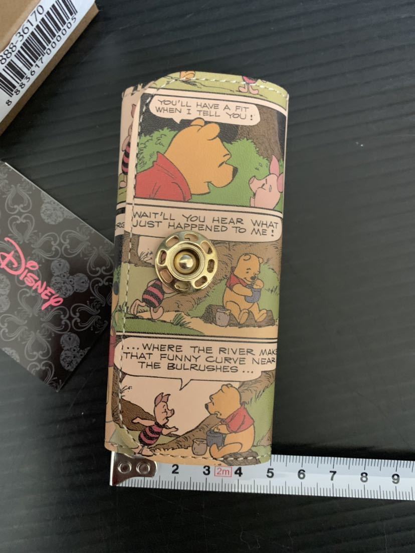  prompt decision / unused /DISNEY/ Disney / leather key case / bear. Pooh / comics art / total pattern / key case / cow leather / original leather / storage goods / box small scratch have 