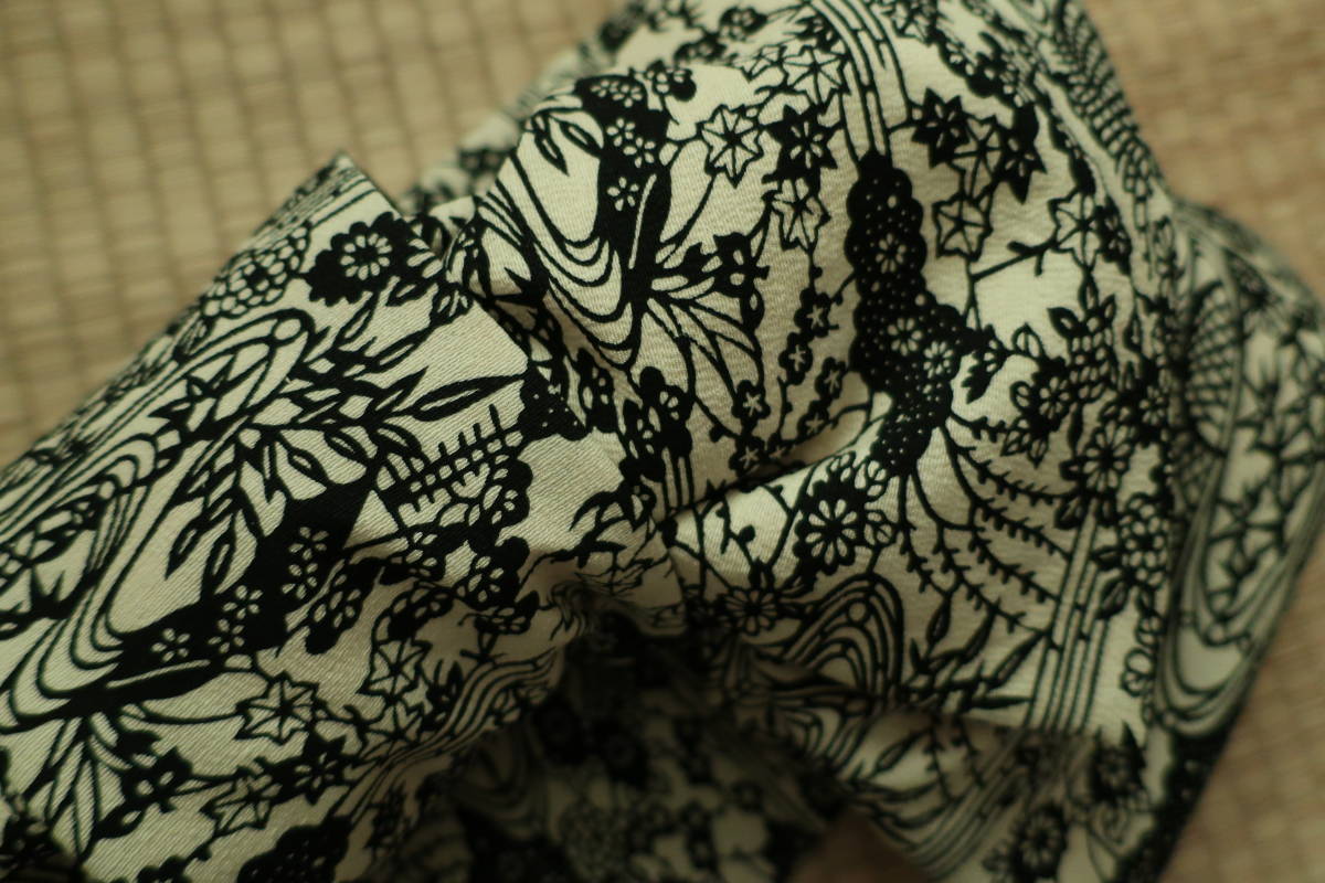 正絹　型染め　紬　着物リメイク　半幅帯　浴衣帯　和装　ハンドメイド_画像2