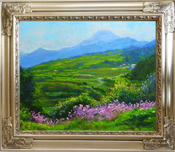 # Shinshu. scenery oil painting o bus te shelves rice field P10 number (133) free shipping #