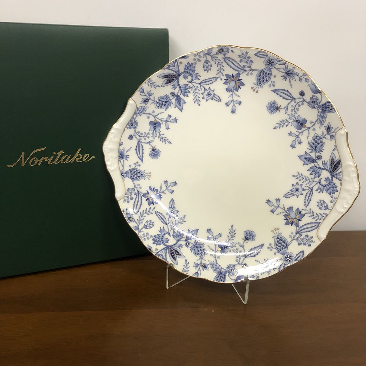 【未使用】 Noritake ノリタケ ブルーソレンティーノ　耳付きケーキ皿　B&Bプレート ディナープレート　25cm_画像1