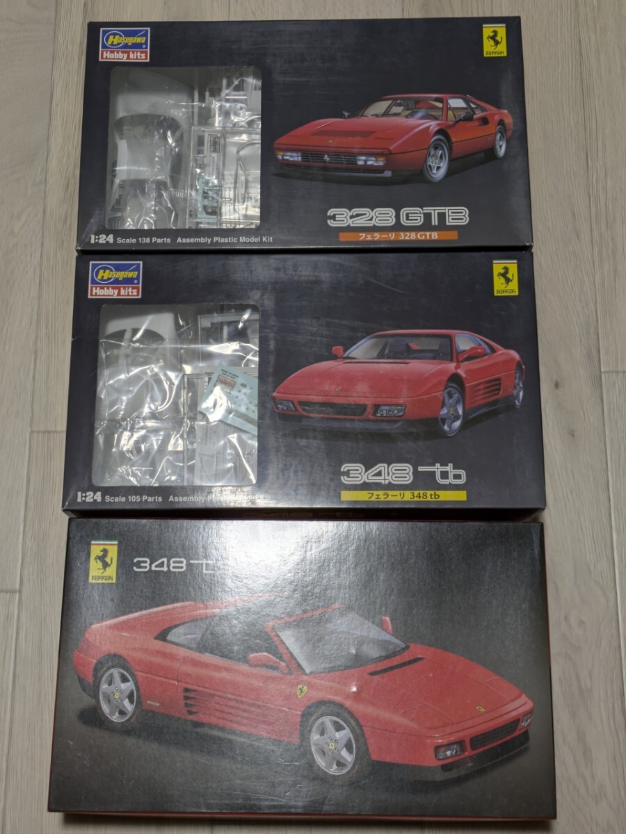 ハセガワ　３２８ＧＴＢ　３４８ｔｂ　、フジミ　３４８ｔｓ　フェラーリ　1/24スケール　３点セット