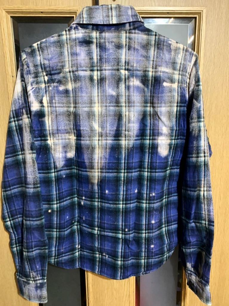 2 pieces set pledge Pledge gran ji bleach flannel shirt cut ... none western shirt blue blue 