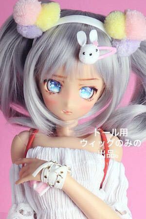 angel philia vmf50 ELLEちゃん ドール用 ウェーブセミロングツインテール ウィッグ シルバー parabox 東京ドール アゾン オビツ SD MDD DD