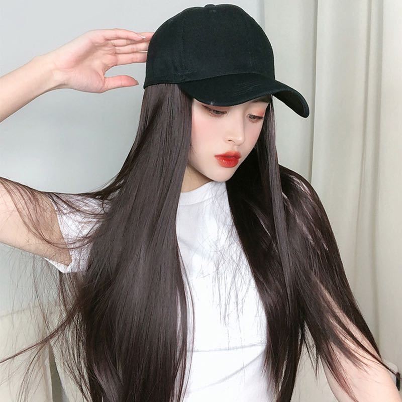  hat wig lady's cap .... long strut image change height heat-resisting cap attaching long wig ash 