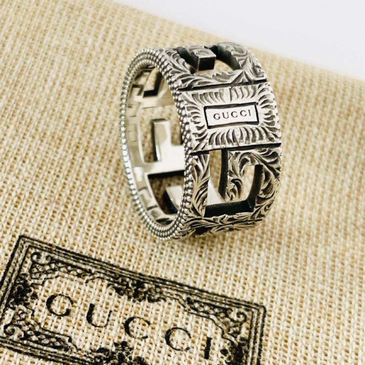 極美品】グッチ 指輪 リング 22号 アラベスク G スクエア 極美品】グッチ 指輪 リング 22号 アラベスク G スクエア