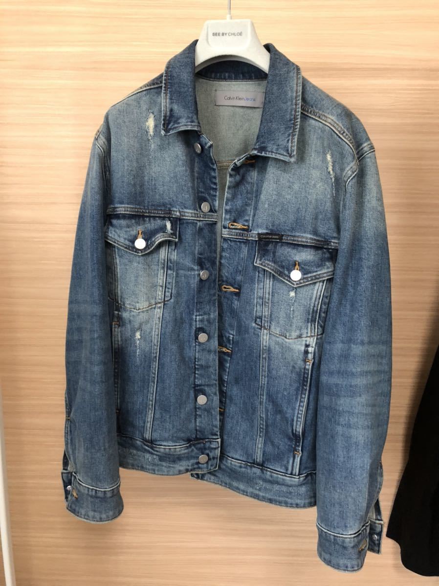 カルバンクラインジーンズ Calvin Klein Jeans デニムジャケット ジージャン size M ダメージ加工　　ビッグサイズ