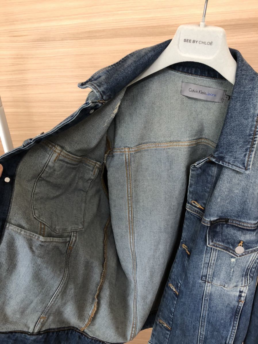 カルバンクラインジーンズ Calvin Klein Jeans デニムジャケット ジージャン size M ダメージ加工　　ビッグサイズ