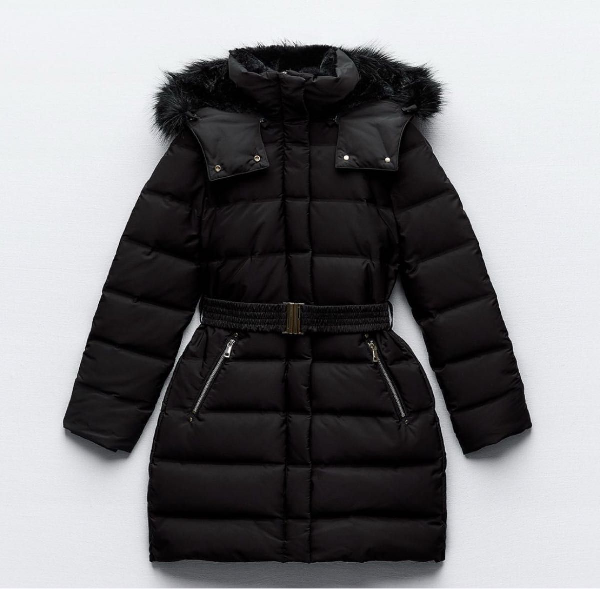 ZARA ザラ ベルト付きフードダウンジャケット レディース ダウン ZARA ザラ ベルト付きフードダウンジャケット レディース ダウン