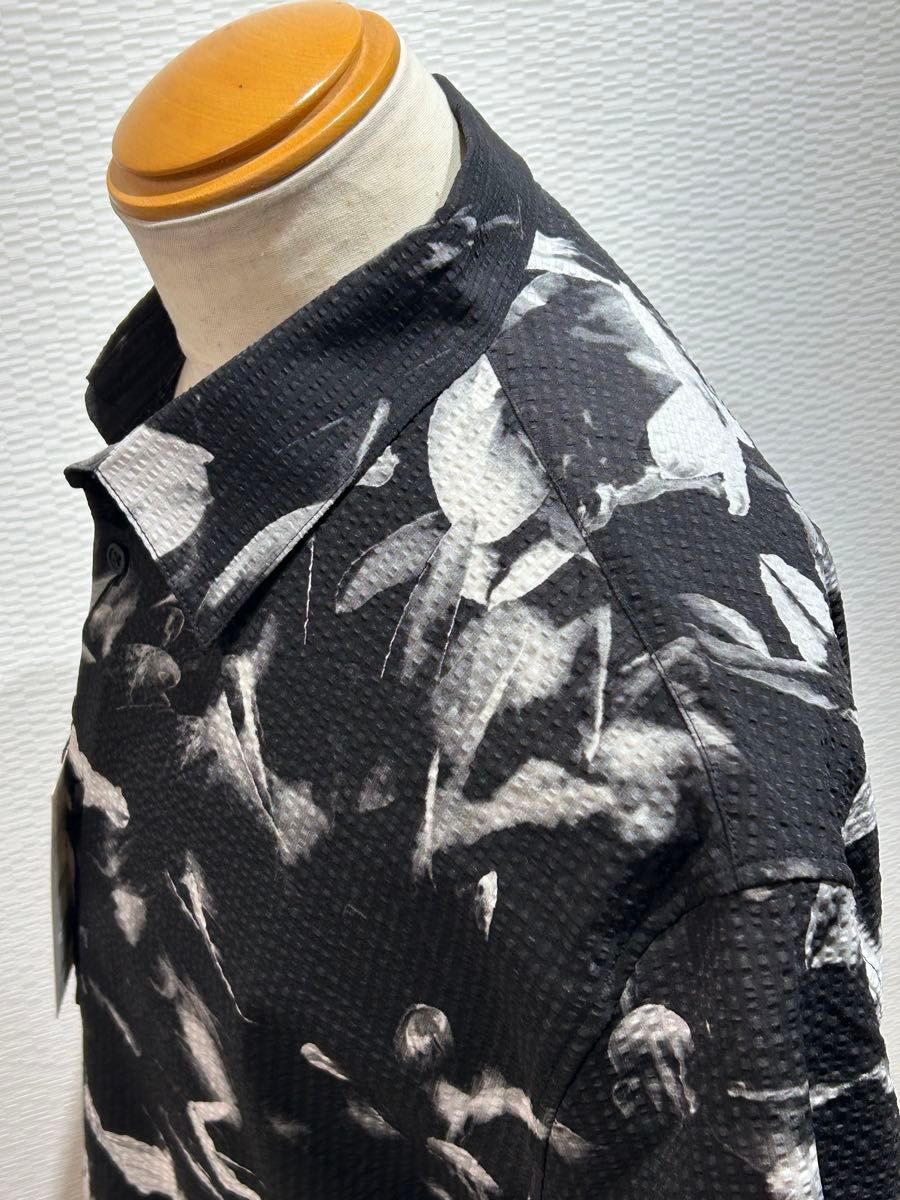 ZARA ザラ プリントシャツ ブラック柄 半袖シャツ L 未使用品 ZARA ザラ プリントシャツ ブラック柄 半袖シャツ L 未使用品