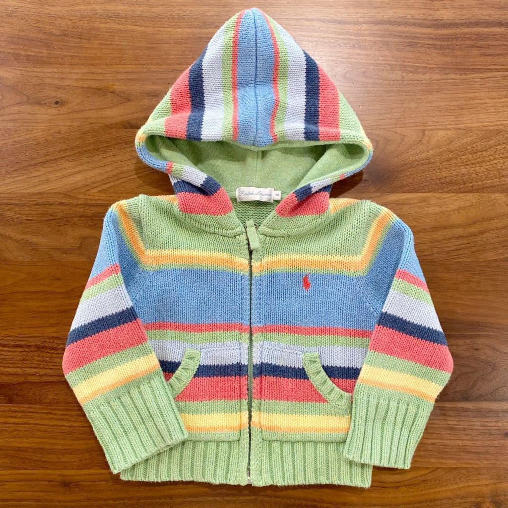 ラルフローレン RALPH LAUREN ベビー　キッズ　ニット　パーカー　ボーダー　美品　70cm_画像1