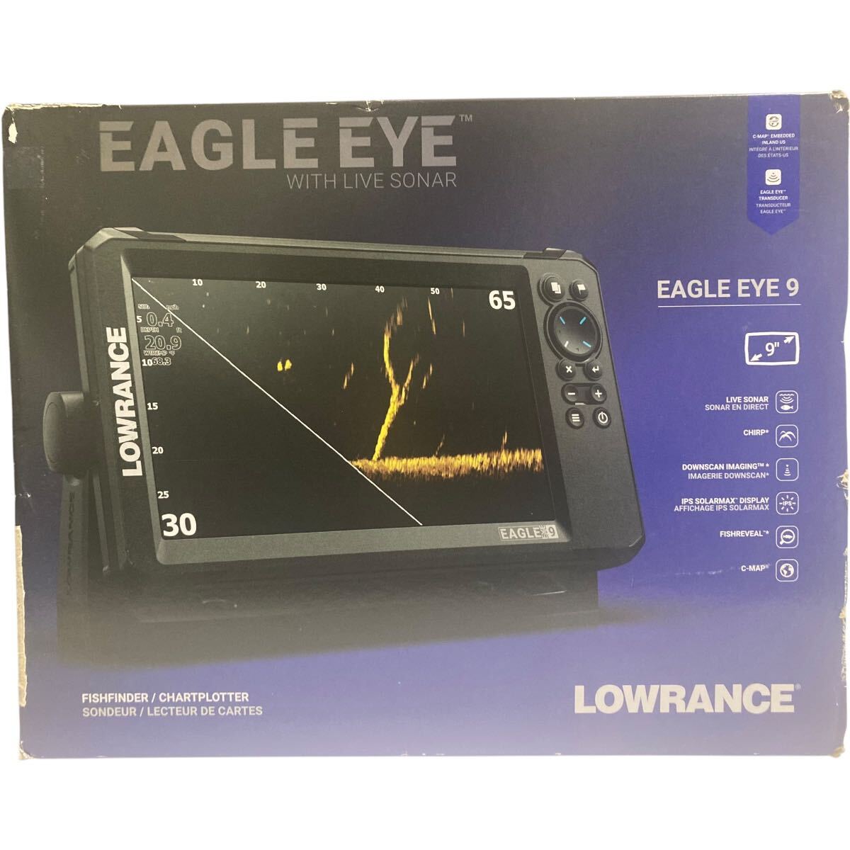 ★新品未使用 メーカー保証あり★ローランス イーグルアイ9 Lowrance Eagle Eye9 トランスデューサー付き 魚群探知機 並行輸入品 US表記★