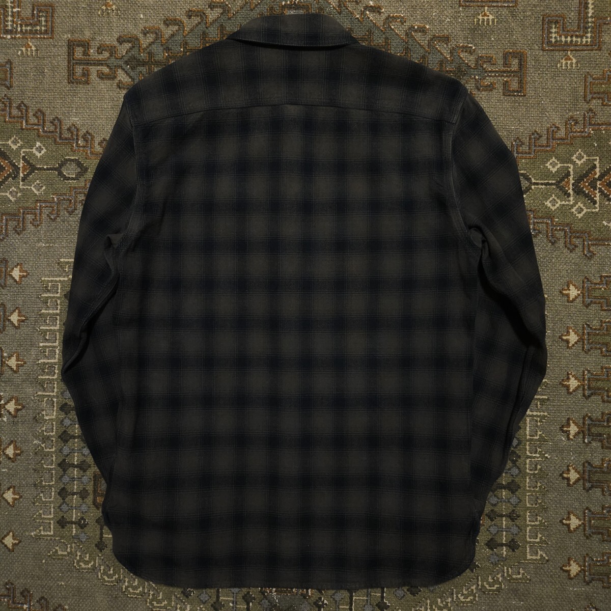 傑作品】 RRL Ombre Plaid Canvas Work Shirt 【M】 オンブレ 傑作品】 RRL Ombre Plaid Canvas Work Shirt 【M】 オンブレ