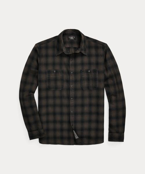傑作品】 RRL Ombre Plaid Canvas Work Shirt 【M】 オンブレ 傑作品】 RRL Ombre Plaid Canvas Work Shirt 【M】 オンブレ