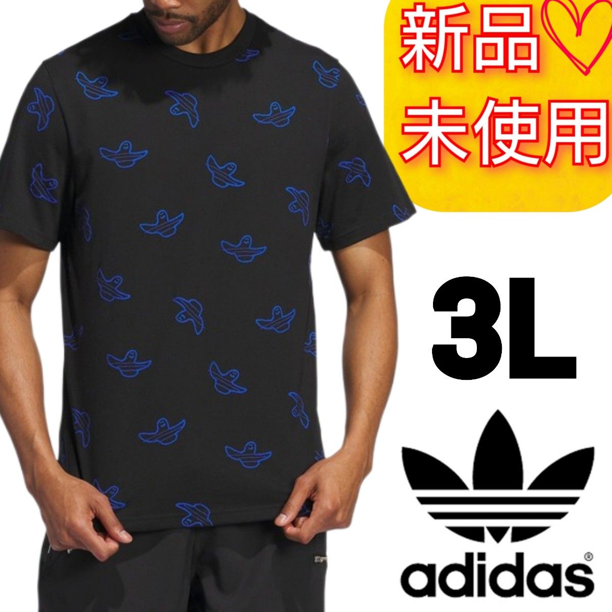 3L ADIDAS ORIGINALS Chino 刺繍 総柄 ネイビー 3L ADIDAS ORIGINALS Chino 刺繍総柄ネイビー
