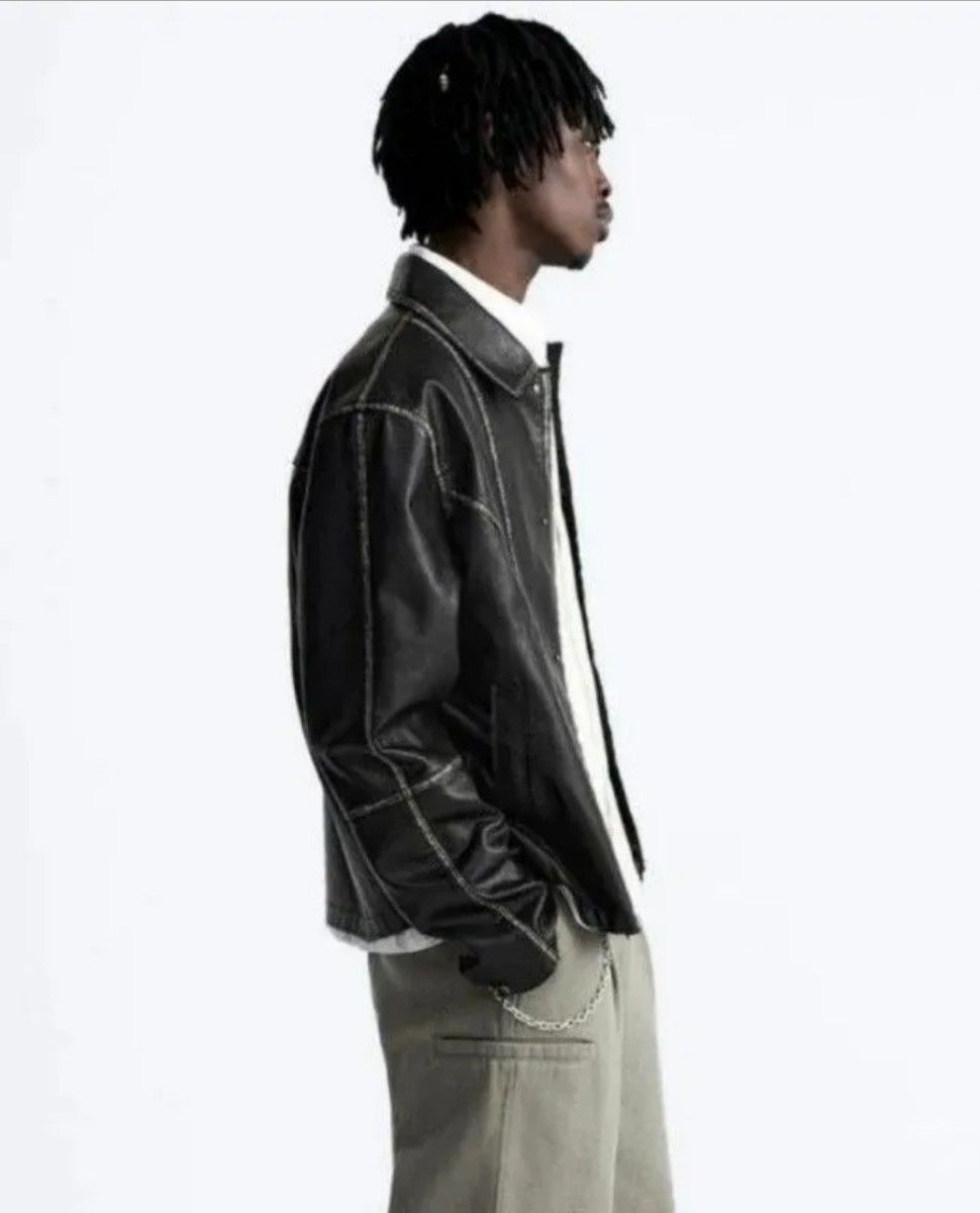 ZARA フェイクレザージャケット レザーブルゾン グラデーション ZARA フェイクレザージャケット レザーブルゾン グラデーション