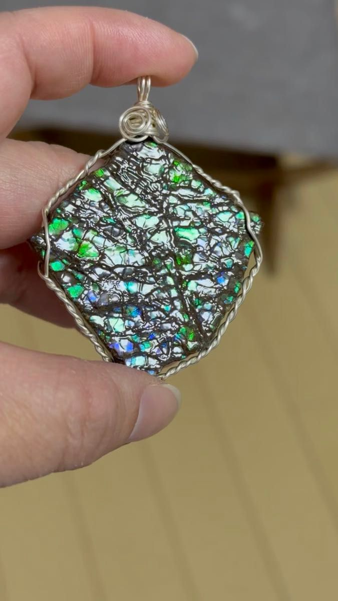 ビッグ割引 厳選 シルバー925 カナダ産 4色入り 希少高品質アンモライト指輪 指輪・リング